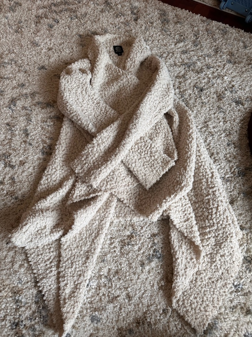 bobeau Cream Bouclé Open-Front Poncho Sweater